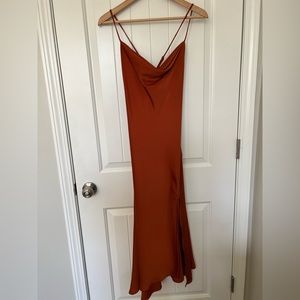 Astr Satin Rust Dress